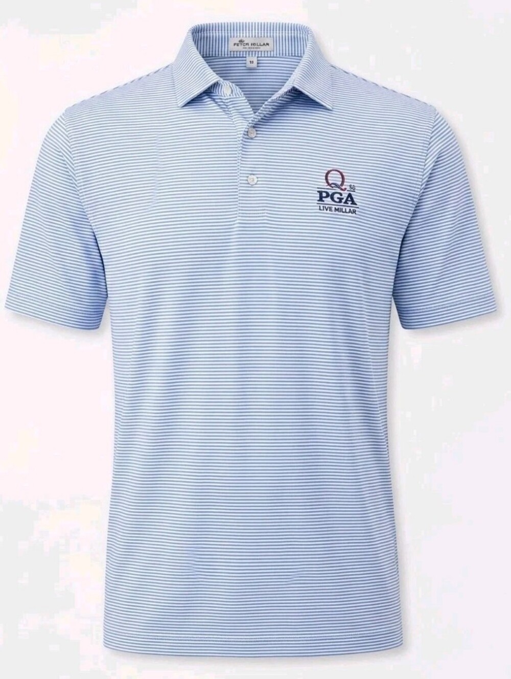 PGA Quail Hollow 2025 Peter Millar Polo Shirt Mens XXL Blue Striped Golf